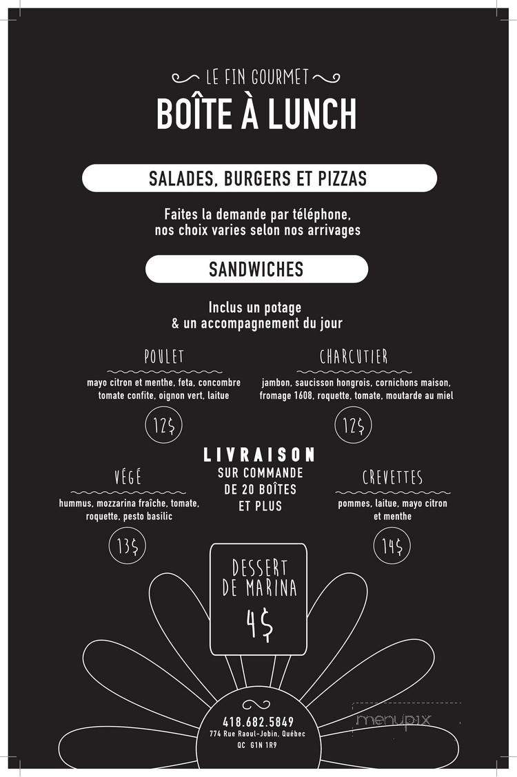 Restaurant Le Fin Gourmet - Quebec, QC menu_pic