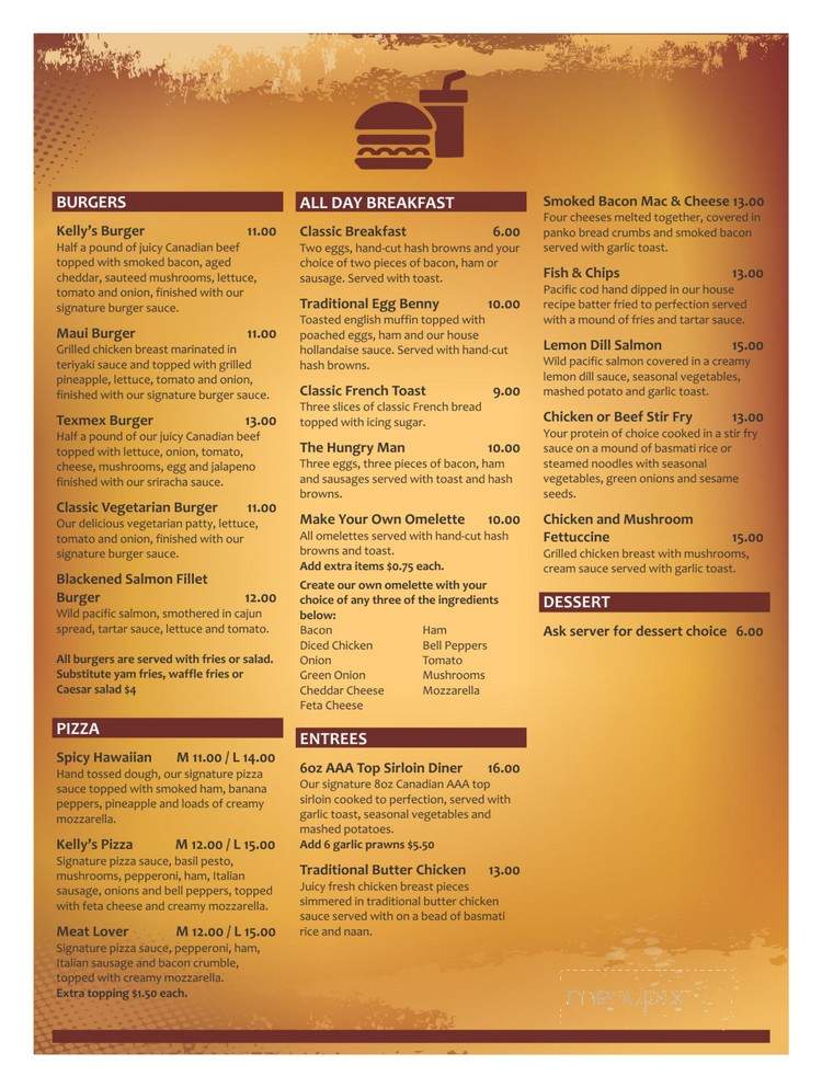 Kelly's Pub - Surrey, BC menu_pic
