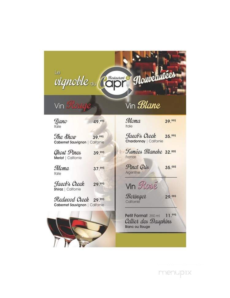 Restaurant Capri - Saint-Joseph-De-Beauce, QC menu_pic