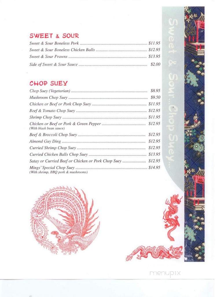 Mings Palace Restaurant - Williams Lake, BC menu_pic