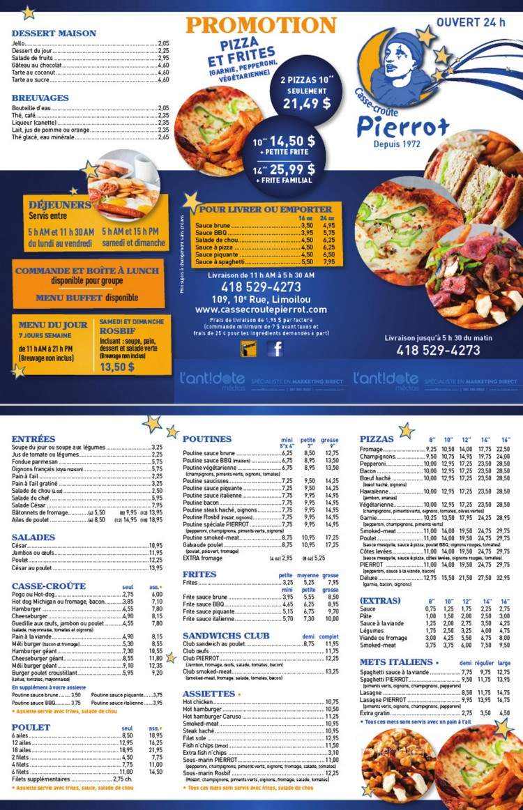 Casse-Croute Pierrot Enr - Quebec, QC menu_pic