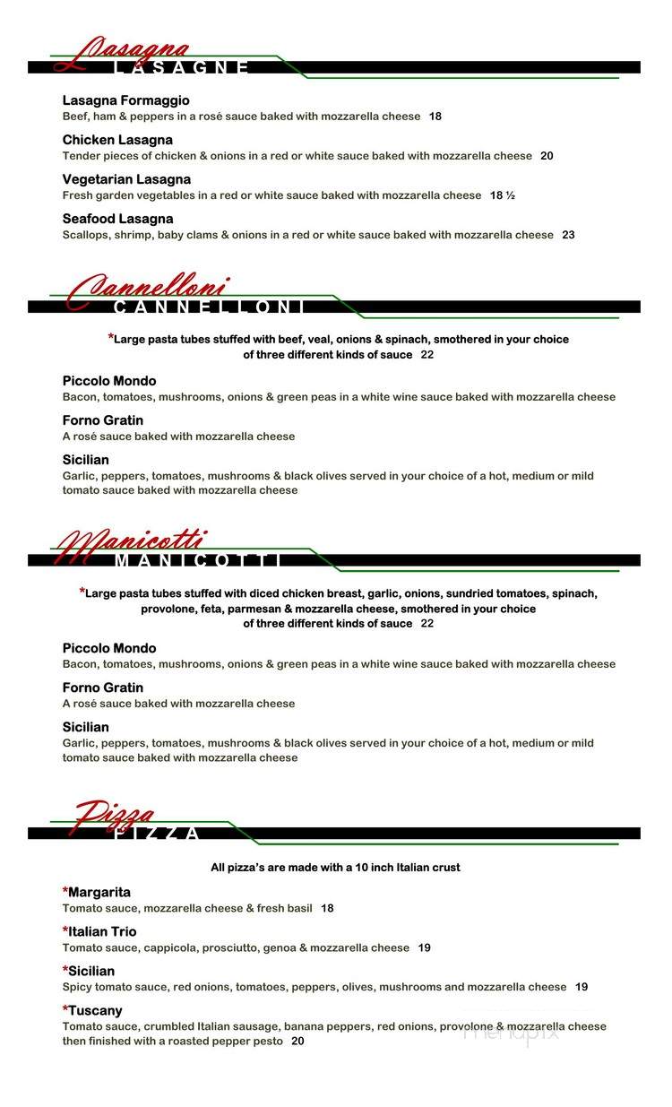 Luiggis Pasta House - Regina, SK menu_pic