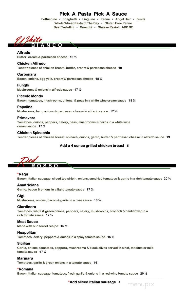 Luiggis Pasta House - Regina, SK menu_pic