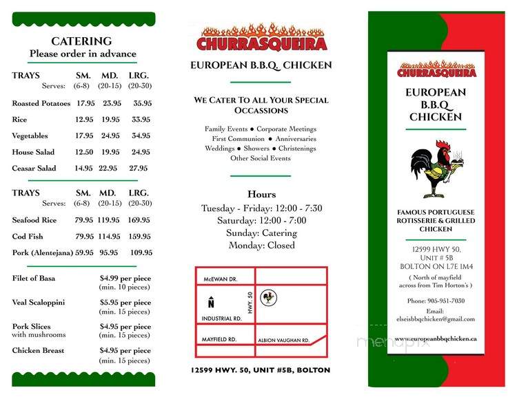 European BBQ chicken - Bolton, ON menu_pic