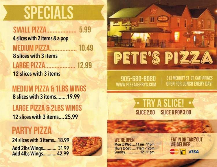Pete's Pizza - Saint Catharines, ON menu_pic