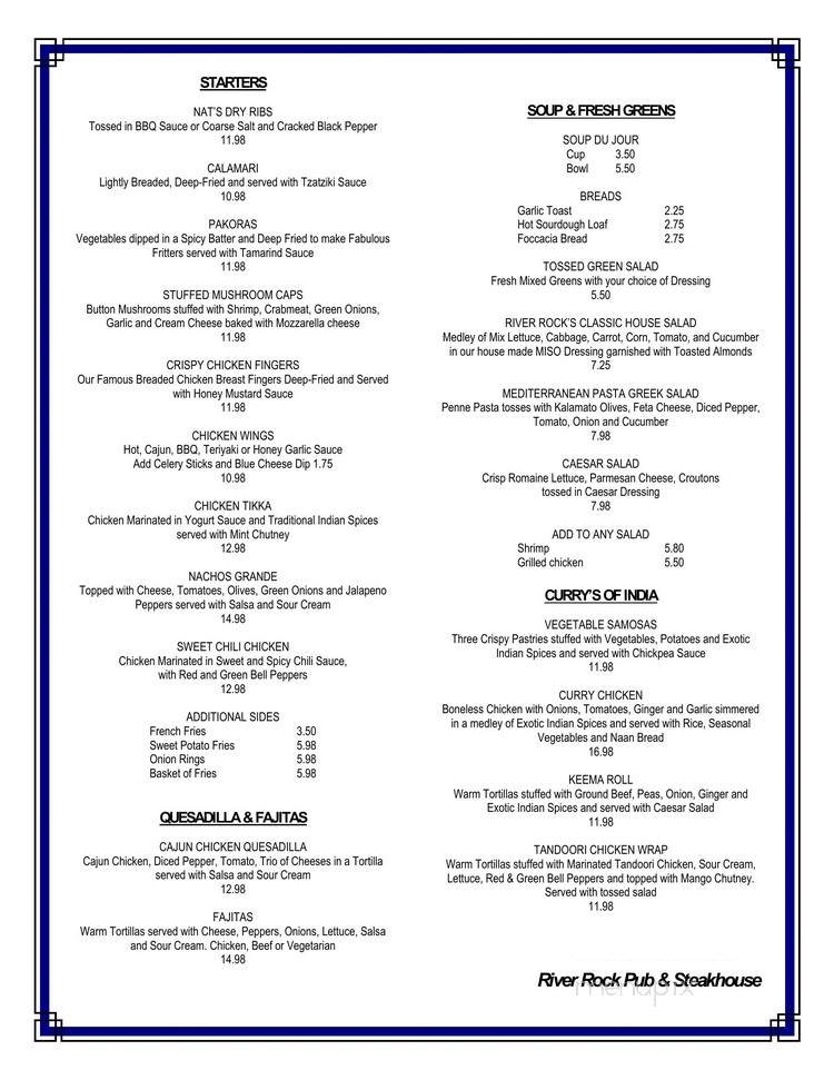 Riverrock Pub & Restaurant - Quesnel, BC menu_pic