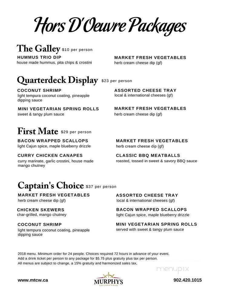 Murphy's Restaurant - Halifax, NS menu_pic