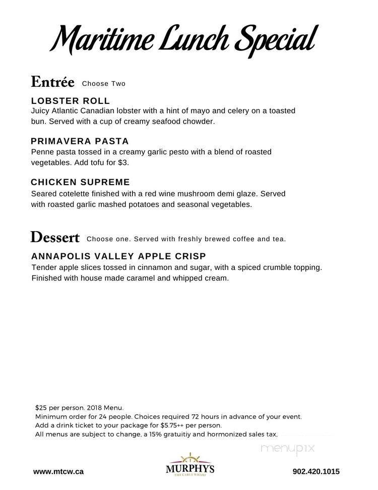 Murphy's Restaurant - Halifax, NS menu_pic