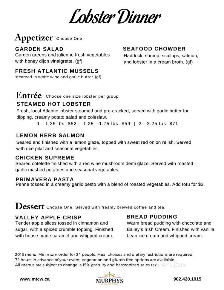 Murphy's Restaurant - Halifax, NS menu_pic