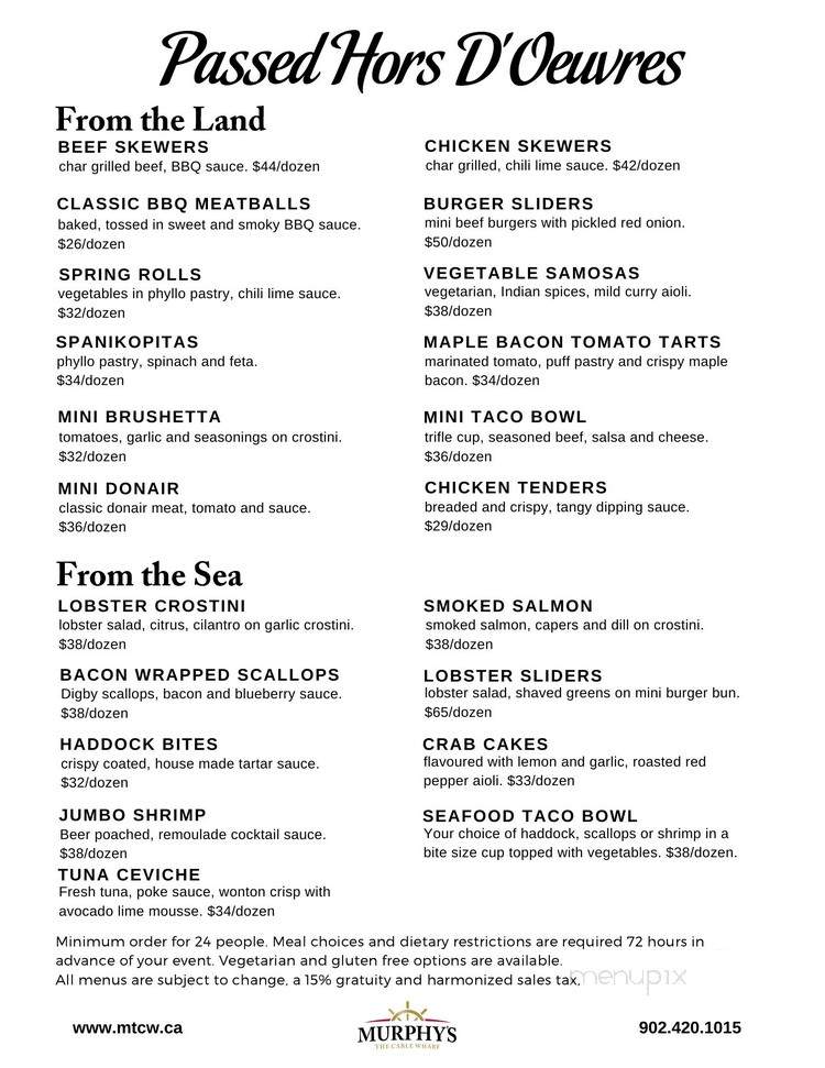 Murphy's Restaurant - Halifax, NS menu_pic