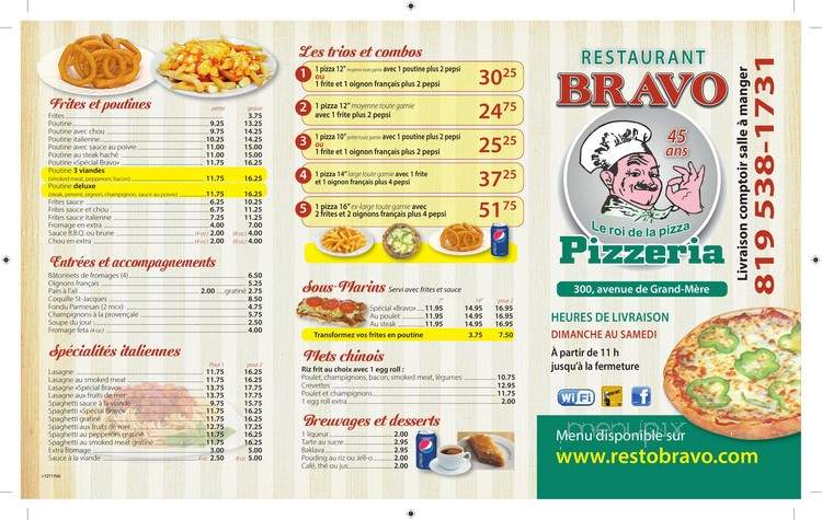 Bravo Restaurant - Grand-Mere, QC menu_pic