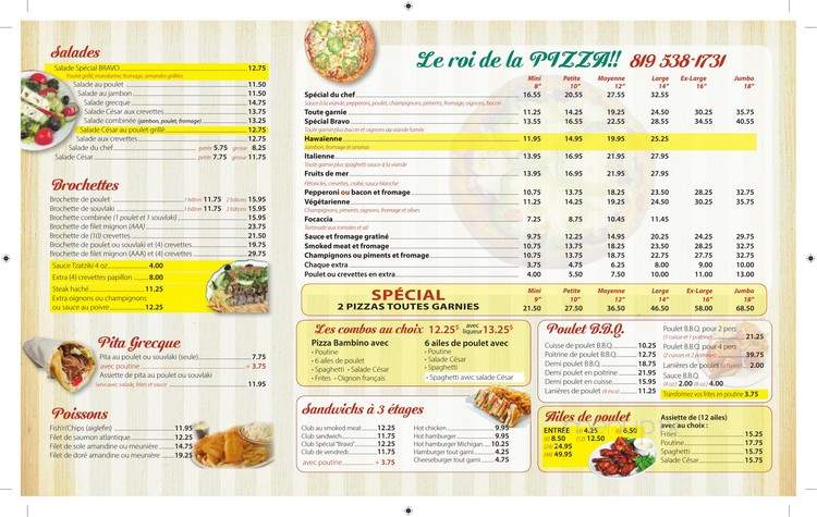 Bravo Restaurant - Grand-Mere, QC menu_pic