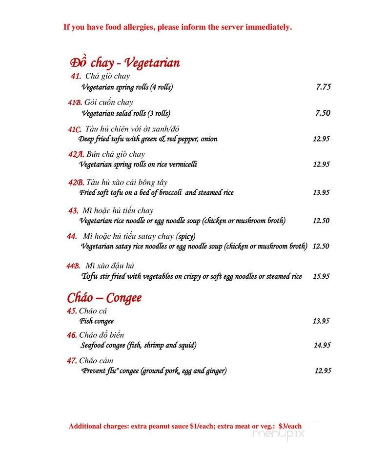 Mimosa Vietnamese Restaurant - Calgary, AB menu_pic