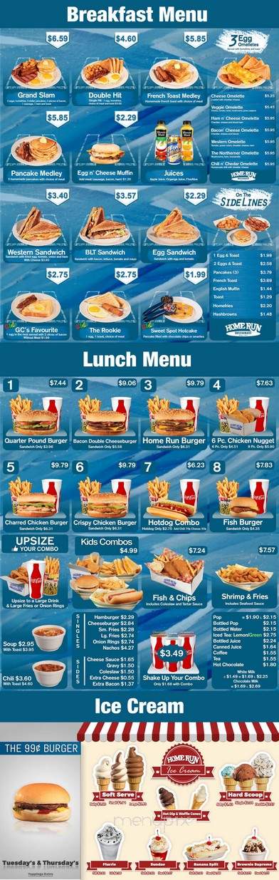 Home Run Restaurant - Blenheim, ON menu_pic
