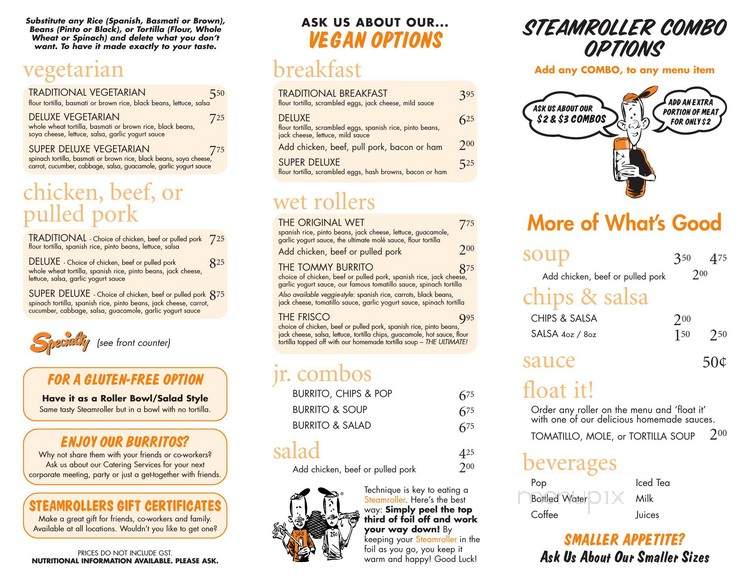 Steamrollers - Vancouver, BC menu_pic