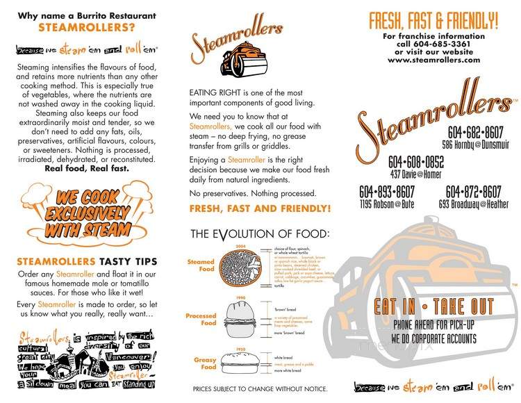 Steamrollers - Vancouver, BC menu_pic