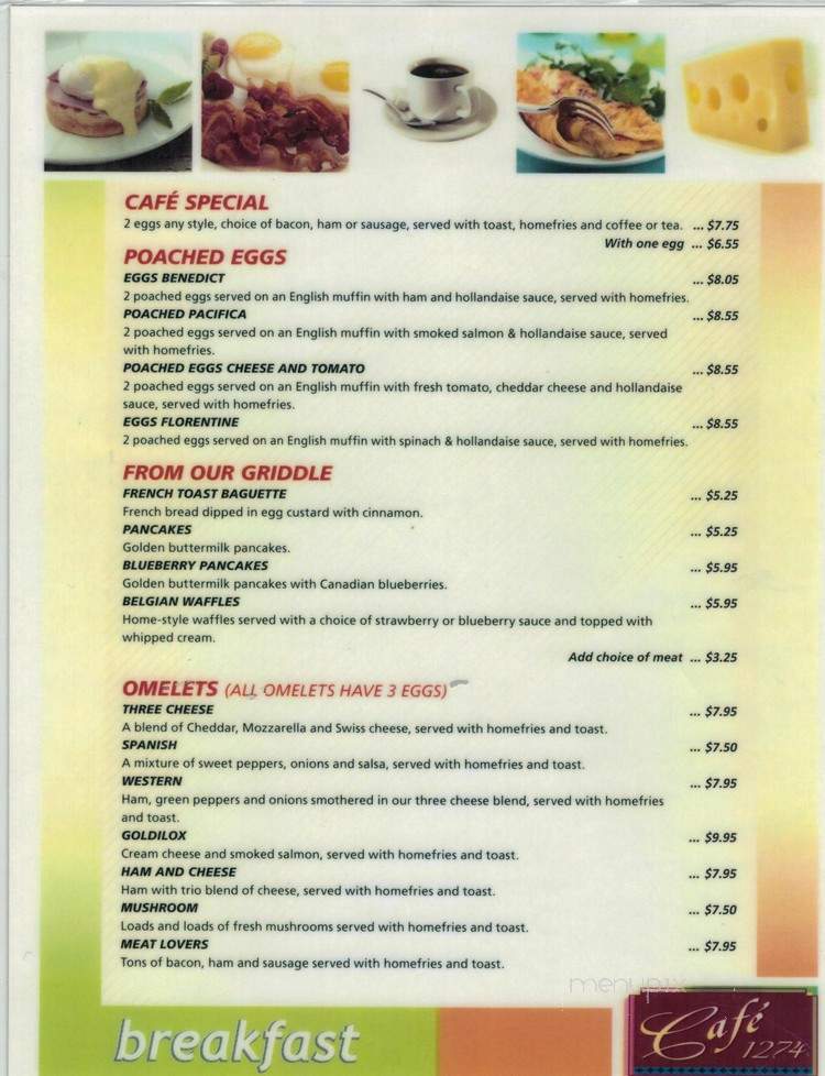 Cafe 1274 - Ottawa, ON menu_pic