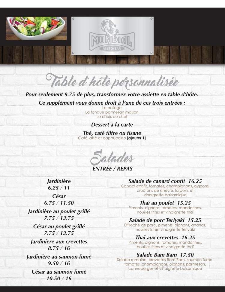 Restaurant-Bar le Mundial Saint-Raymond - Saint-Raymond, QC menu_pic
