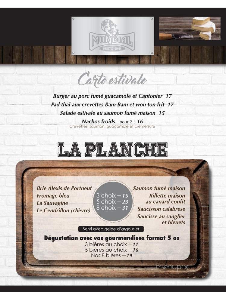 Restaurant-Bar le Mundial Saint-Raymond - Saint-Raymond, QC menu_pic