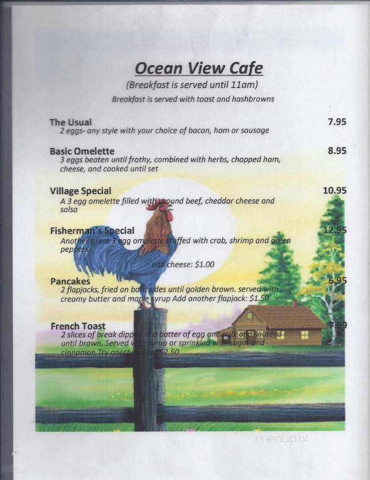 Oceanview Cafe & Restaurant - Tahsis, BC menu_pic