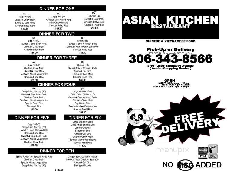 Asian Kitchen Restaurant - Saskatoon, SK menu_pic