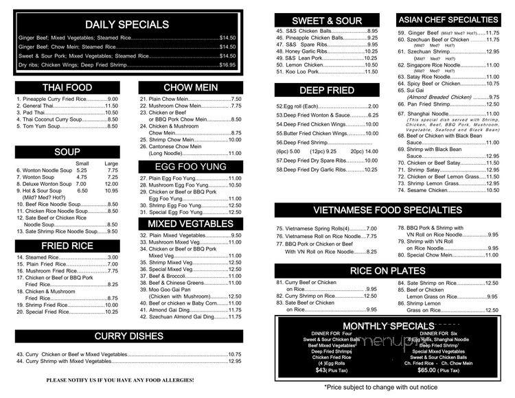 Asian Kitchen Restaurant - Saskatoon, SK menu_pic