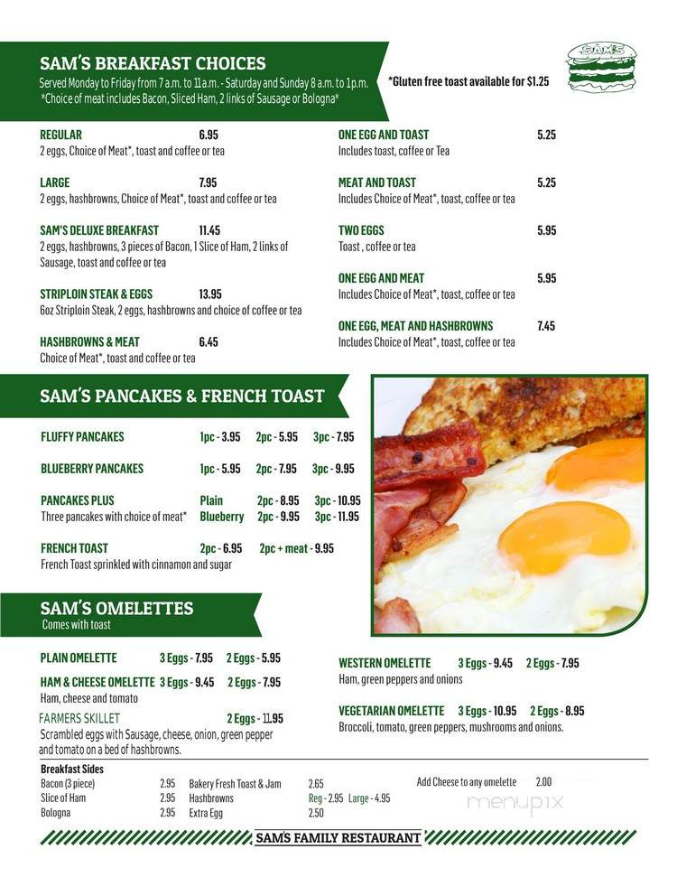 Sam's Family Restaurant - Rusticoville, PE menu_pic