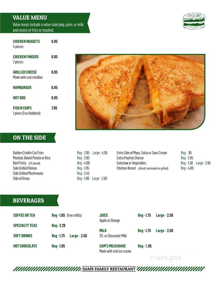Sam's Family Restaurant - Rusticoville, PE menu_pic