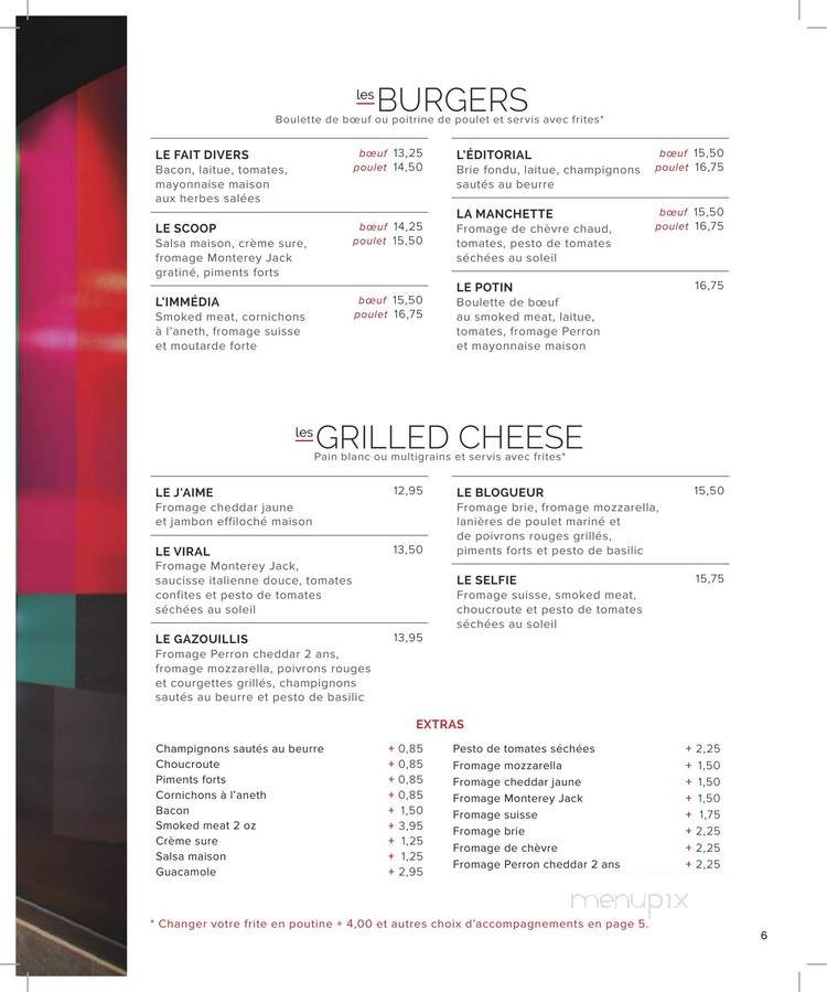 Restaurant L'Immedia - Quebec, QC menu_pic