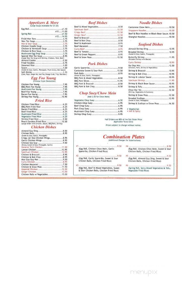Peach Garden Restaurant - Vanier, ON menu_pic