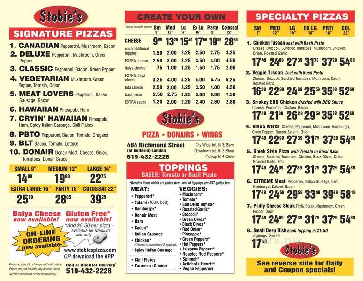 Stobie's - London, ON menu_pic