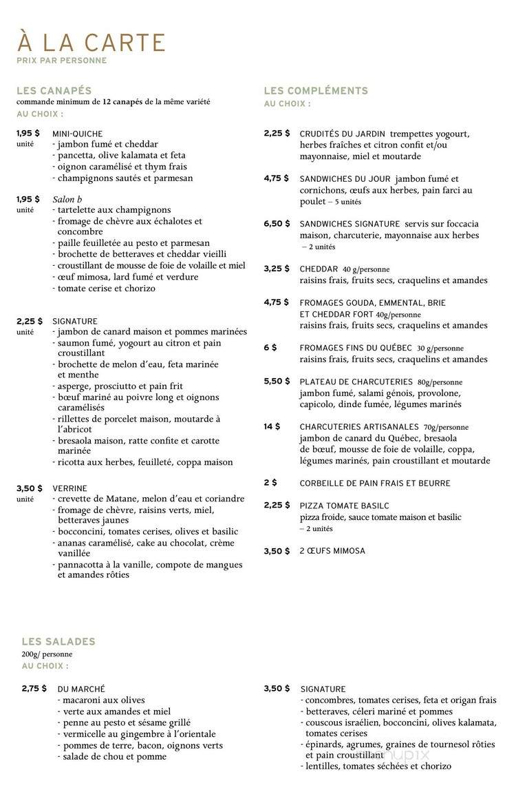 Salon b Traiteur - Montreal, QC menu_pic