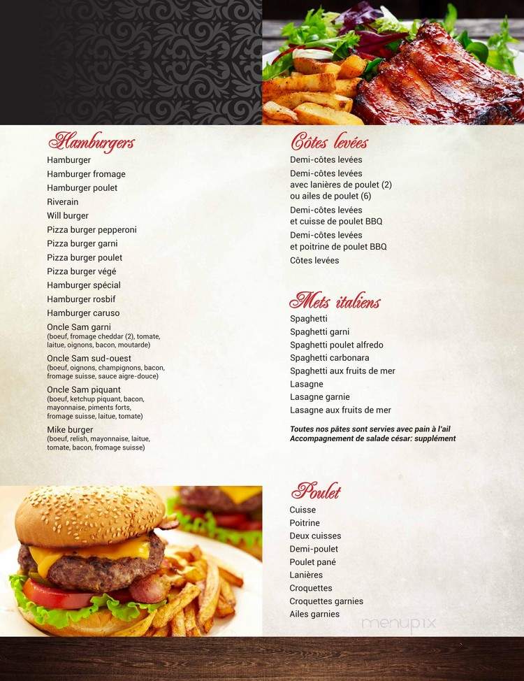 Restaurant a la Rive - Montmagny, QC menu_pic