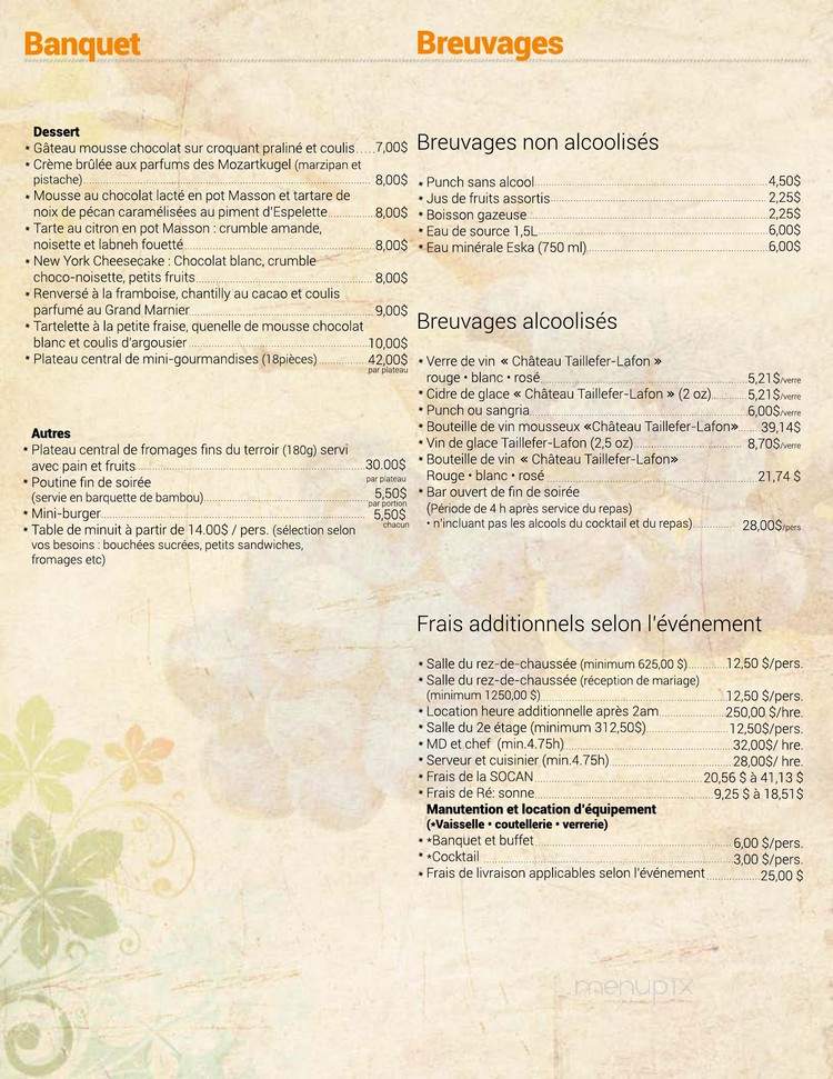 Chateau Laval - Laval, QC menu_pic