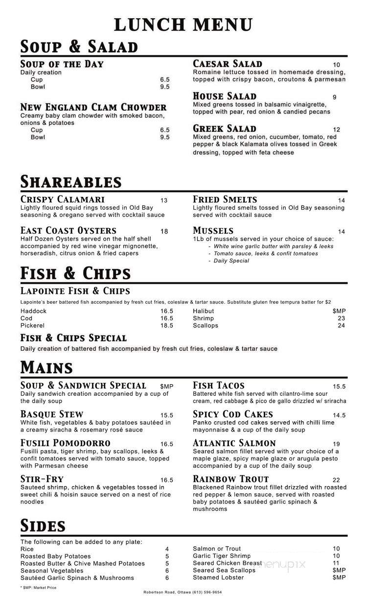 Lapointe Seafood Grill - Nepean, ON menu_pic