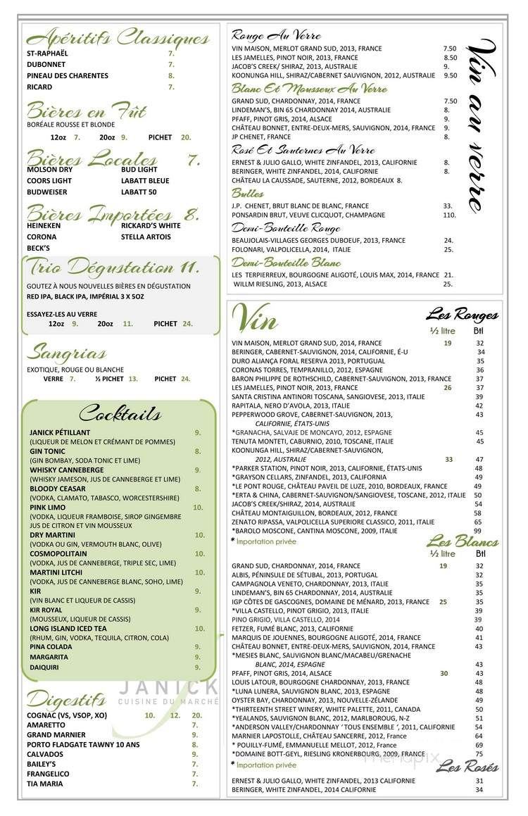 Resto Janick Cuisine Du Marche - Beloeil, QC menu_pic