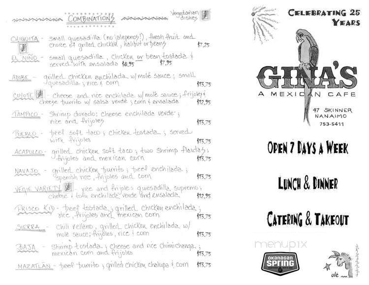 Gina's Mexican Cafe - Nanaimo, BC menu_pic