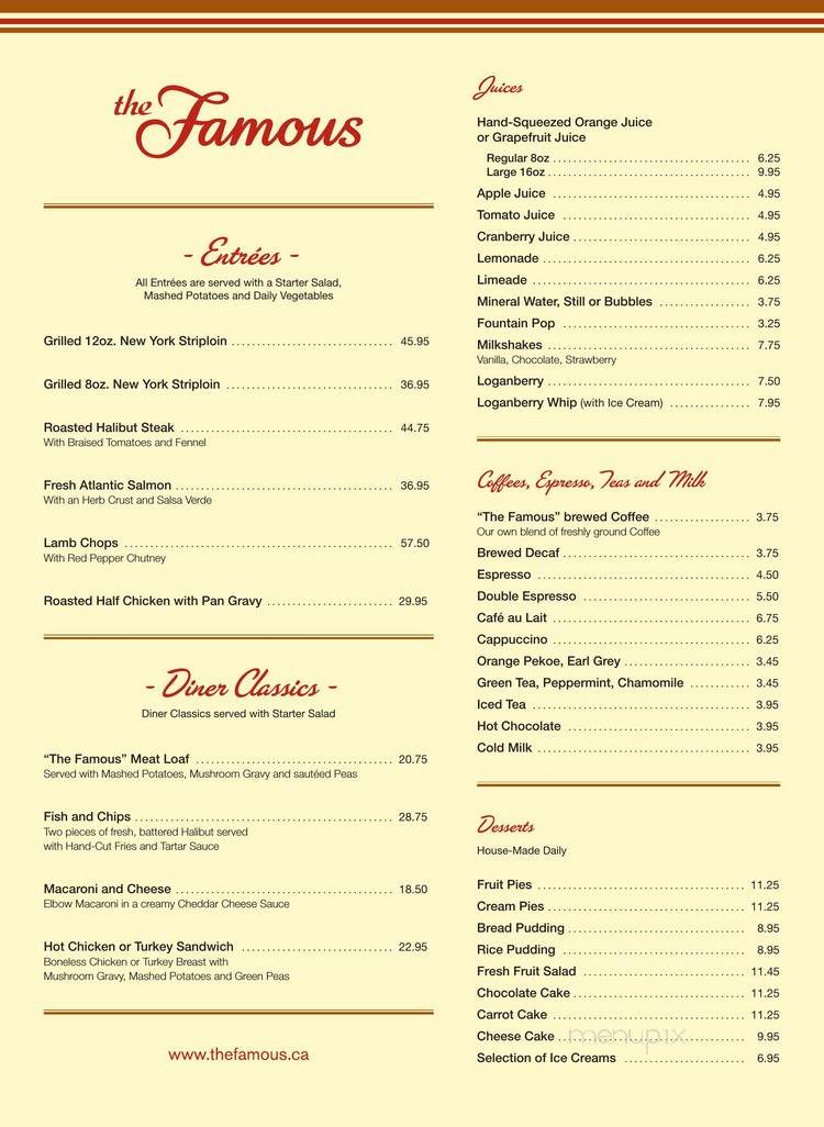 The Famous - Niagara Falls, ON menu_pic