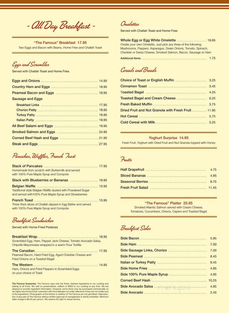 The Famous - Niagara Falls, ON menu_pic