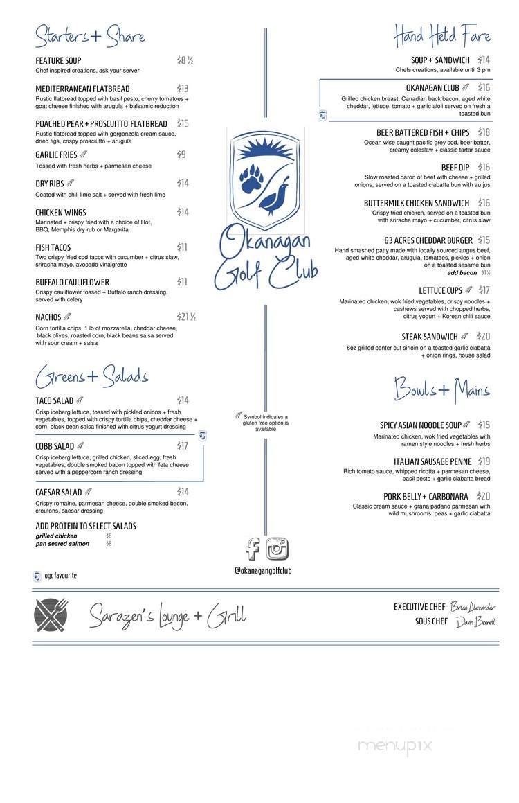 Sarazen's - Kelowna, BC menu_pic