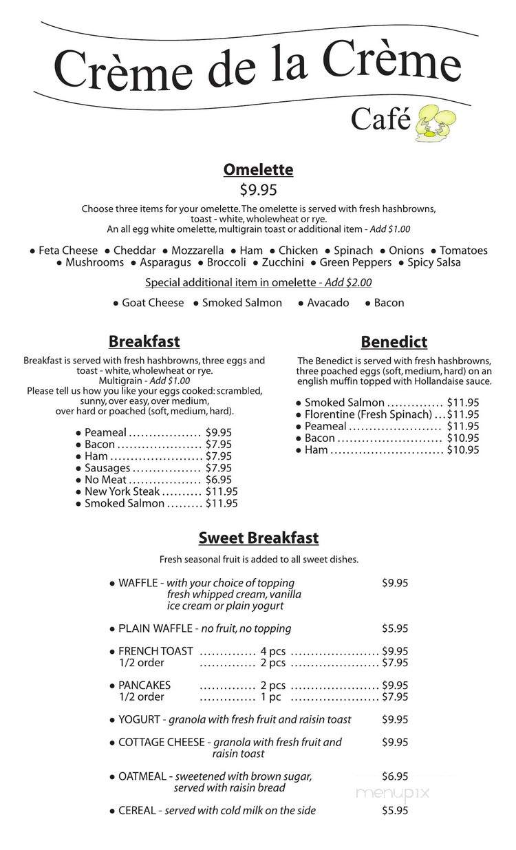 Creme de la Creme Cafe - Toronto, ON menu_pic