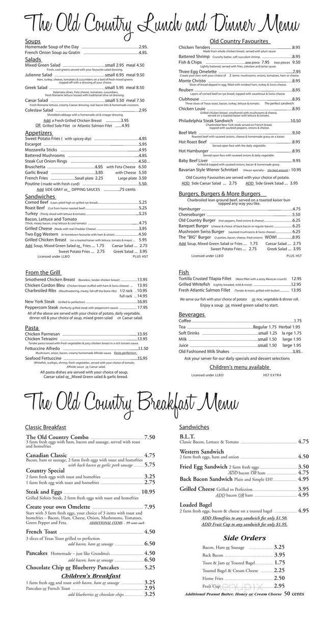 The Old Country Restaurant - New Hamburg, ON menu_pic