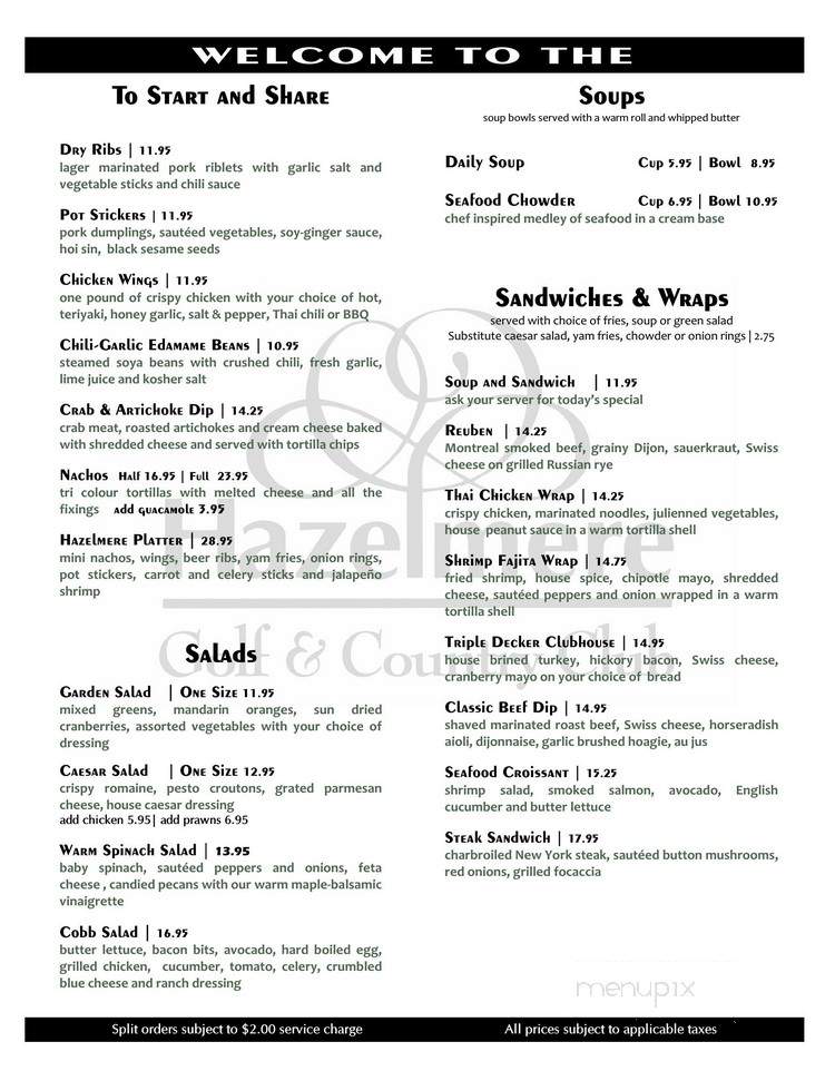 Hazelmere Golf & Tennis Club - Surrey, BC menu_pic