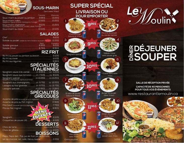 Restaurant Le Moulin - East Angus, QC menu_pic