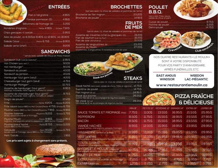 Restaurant Le Moulin - East Angus, QC menu_pic