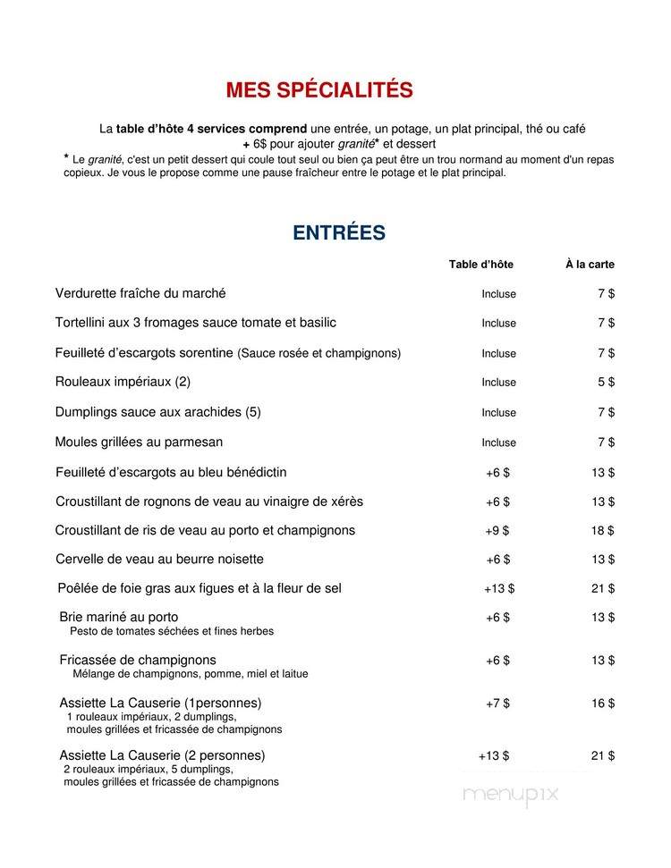 Resto La Causerie - Orford, QC menu_pic