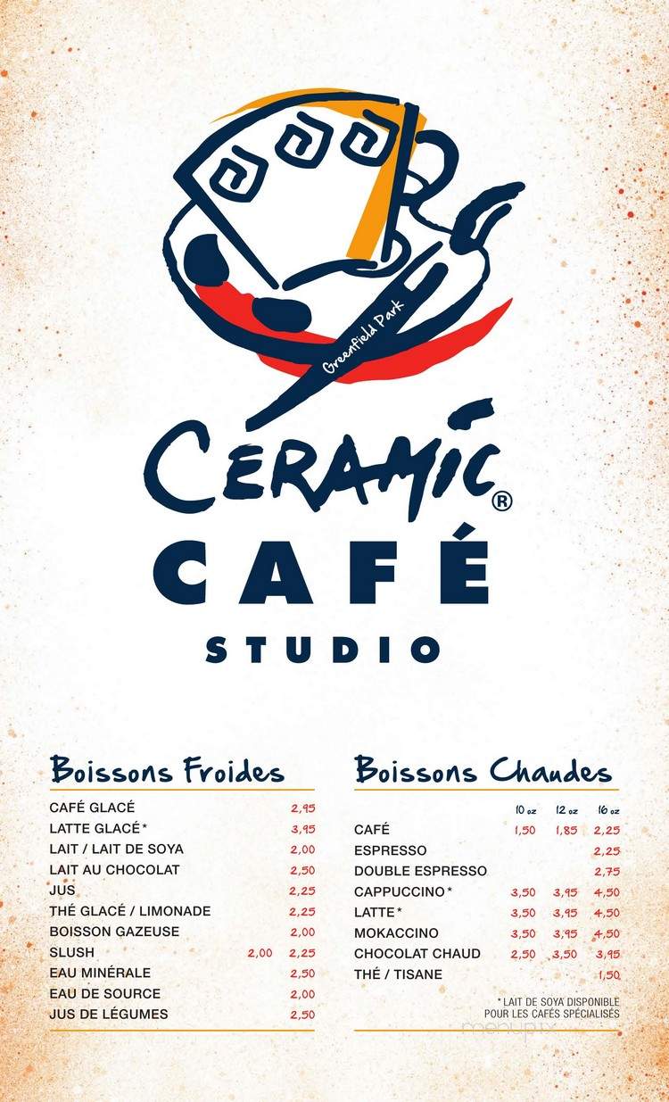 Ceramic Cafe Studio - Brossard, QC menu_pic