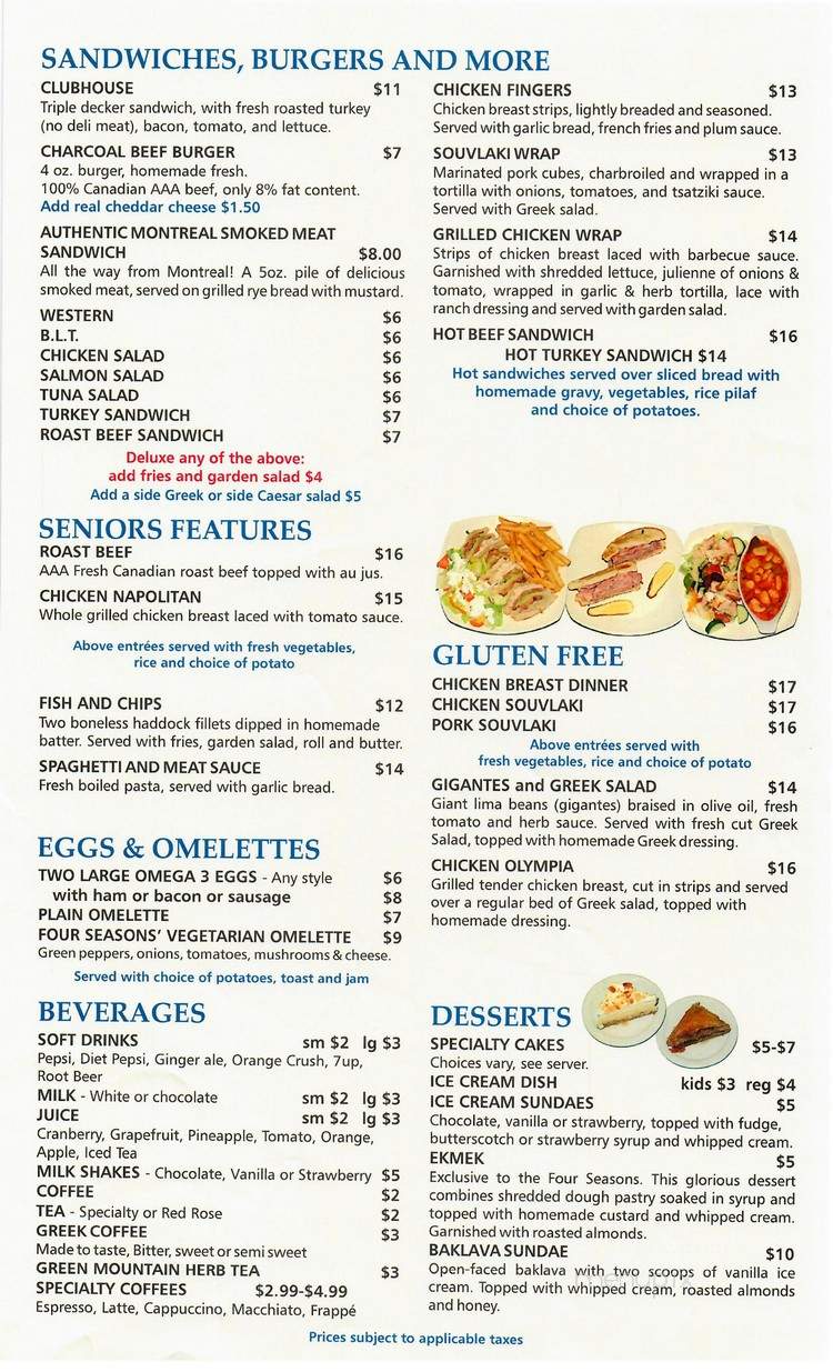 Four Seasons Restaurant & Reception Hall - London, ON menu_pic