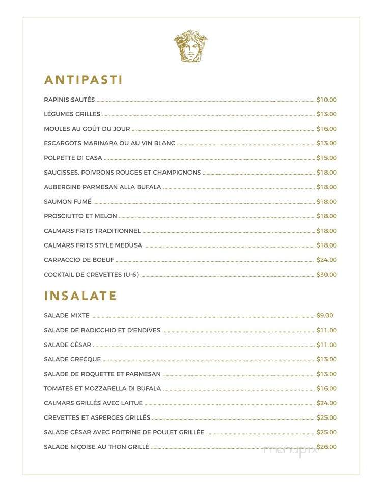 Medusa Restaurant - Montreal, QC menu_pic