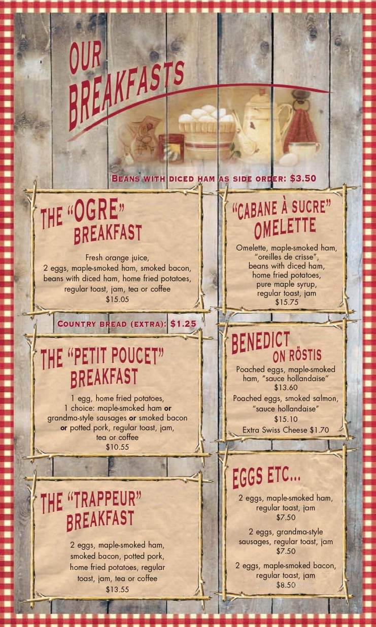 Restaurant Au Petit Poucet - Val-David, QC menu_pic
